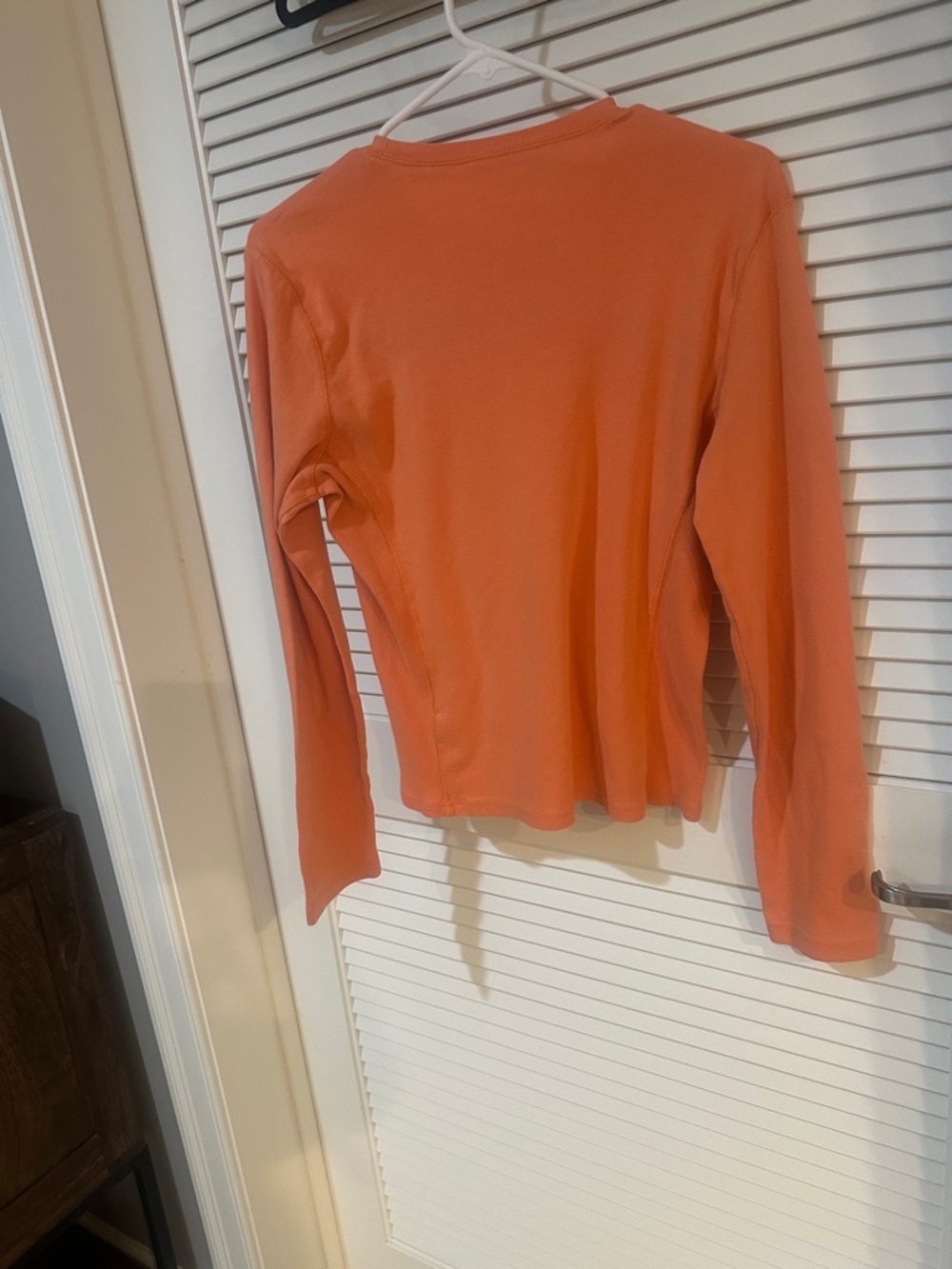 Tommy Hilfiger Orange Long Sleeve Top Logo Stripe Fitted Tee Size Small - Picture 2 of 2